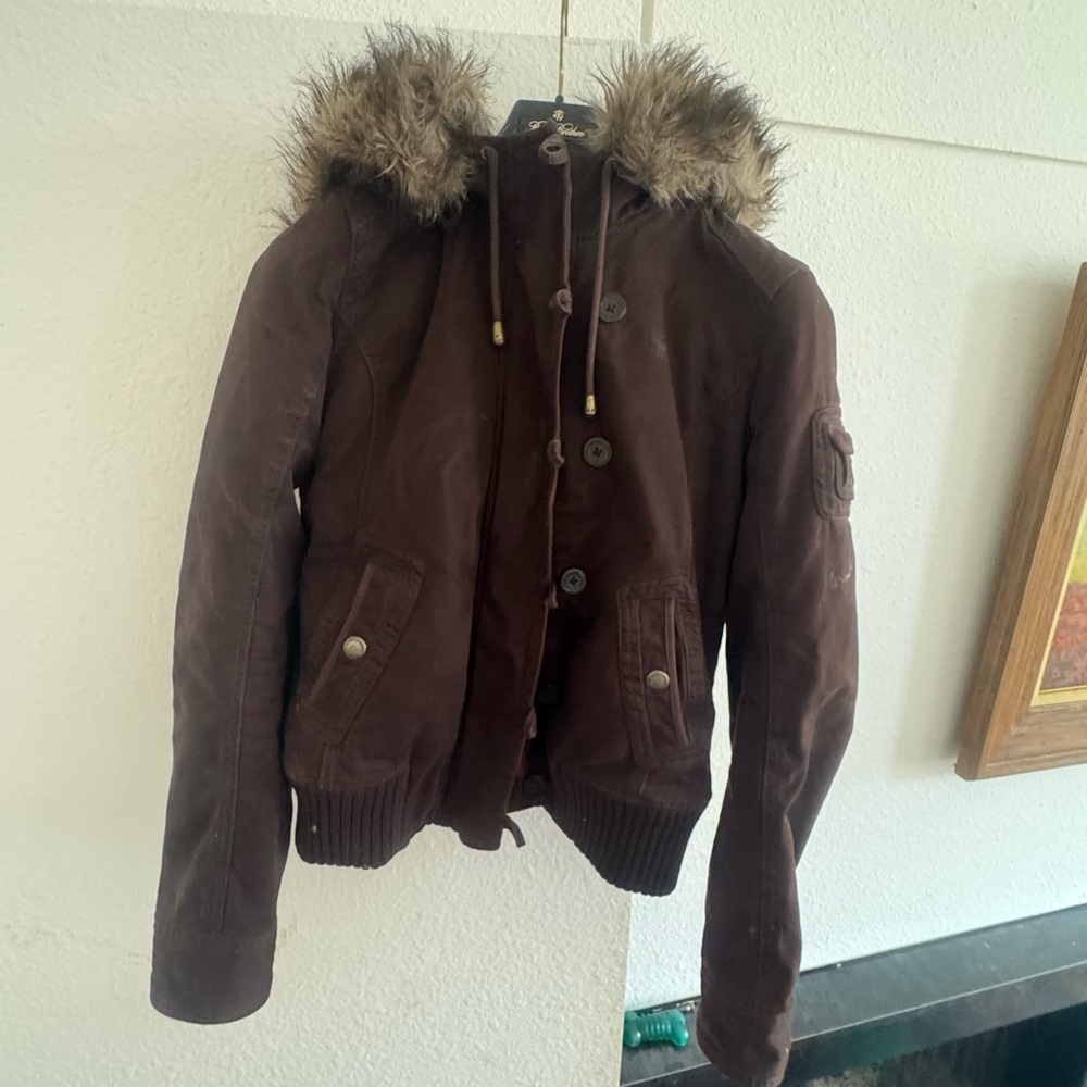 Abercrombie & Fitch Brown Fur-Trimmed Jacket